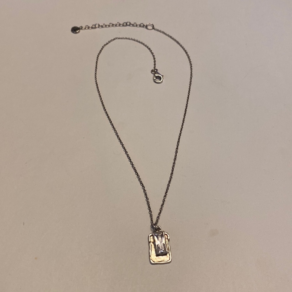 Silpada crystal and flat rectangle pendant necklace